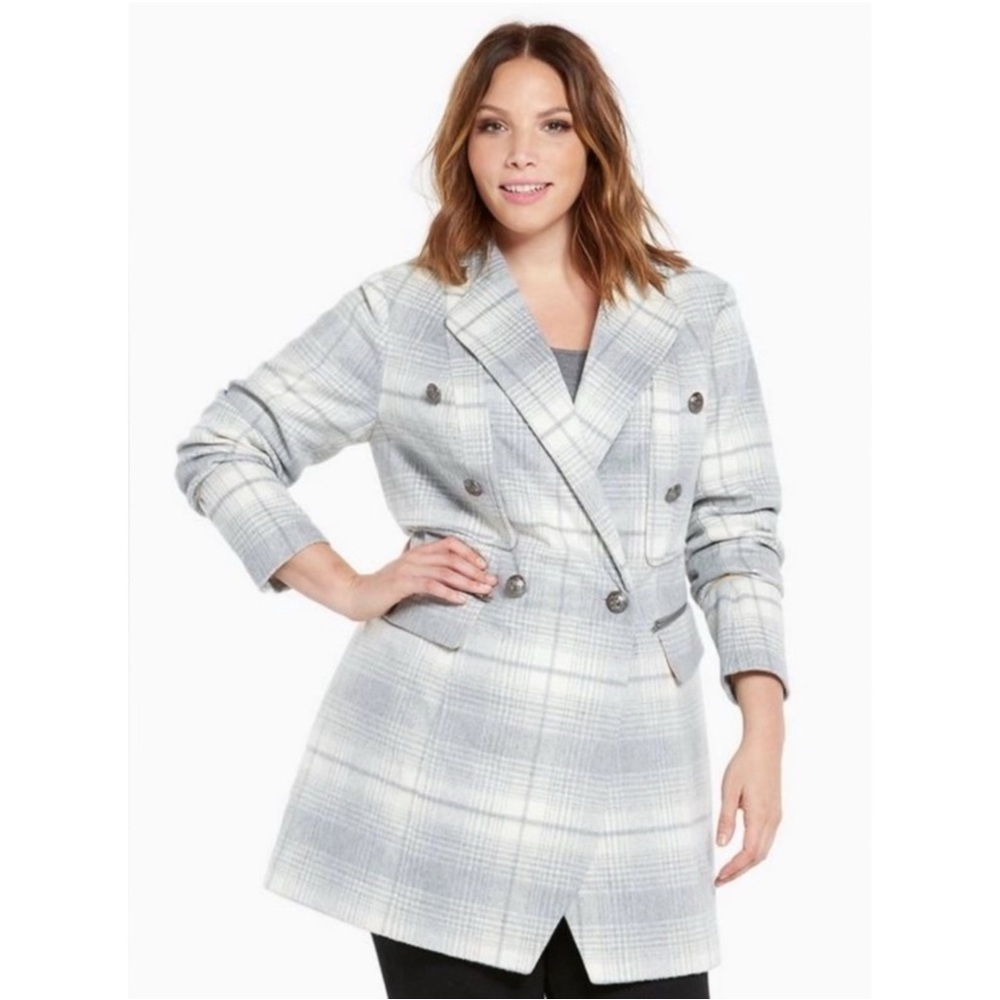 Torrid Plaid Wool Blend Midi Coat 3X